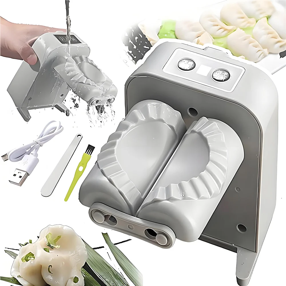 Máquina eléctrica automática para hacer dumplings, dispositivo de molde para dumplings recargable con cepillo de cuchara para raviolis, Empanada, herramienta Wonton