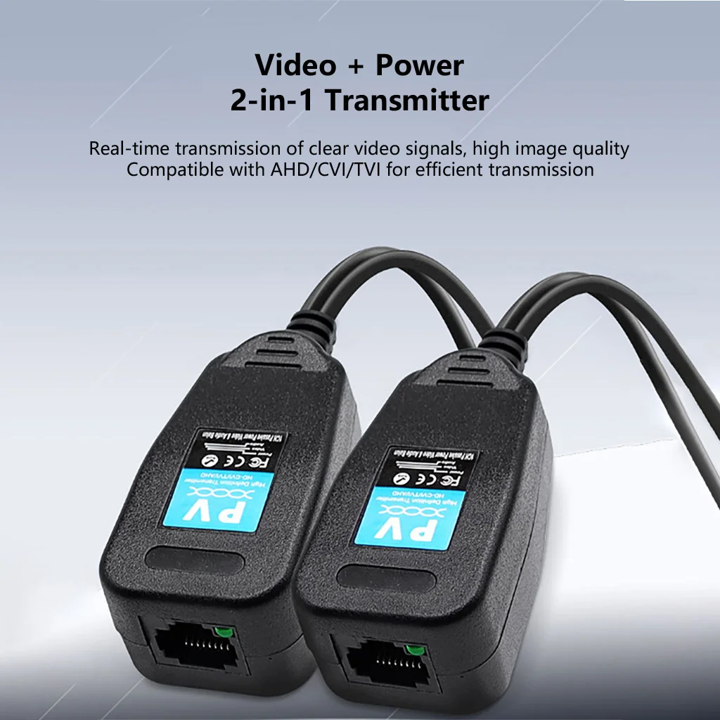 Video Power Balun BNC to RJ45 Extender 1080P AHD CVI TVI CVBS CCTV Security Camera Signal Transceiver Transmission Adapter 2in1