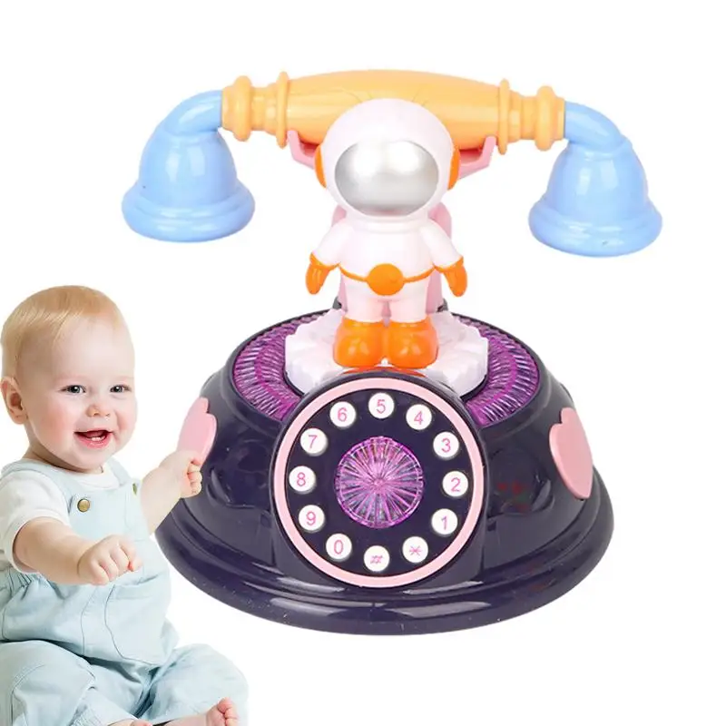 Kids Landline Phone Toy Astronaut Kids Corded Landline Phone Toy Portable Vintage Rotary Phone Toy For Living Room Home Desk