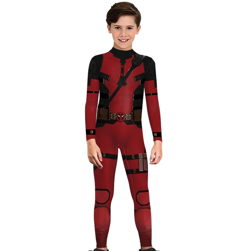 Costume de cosplay Deadpool Wolverine pour filles et garçons, combinaison d'Halloween Smile Hero, costume de batterie ZTremblParty, 3