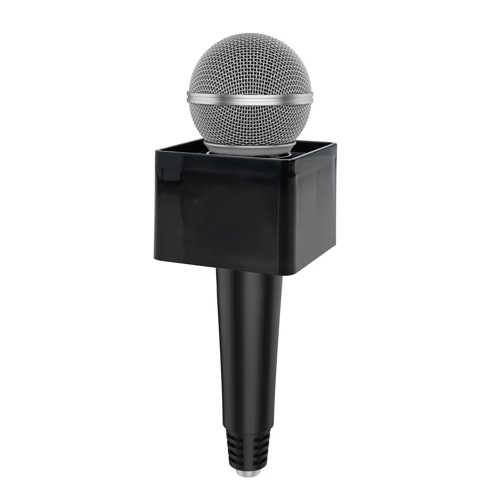 

2pcs Black Square ABS Microphone Logo Flag Durable Compact for Interviews DJ Accessories Portable Audio Video Equipment