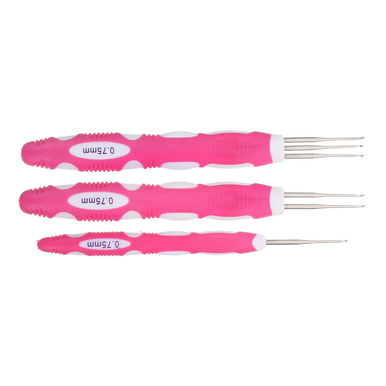 3Pcs Ergonomic Crochet Hook Set for Dreadlocks Locs Hair Braiding Interlocking Tool Soft Handle Crochet Needles for Arthritic