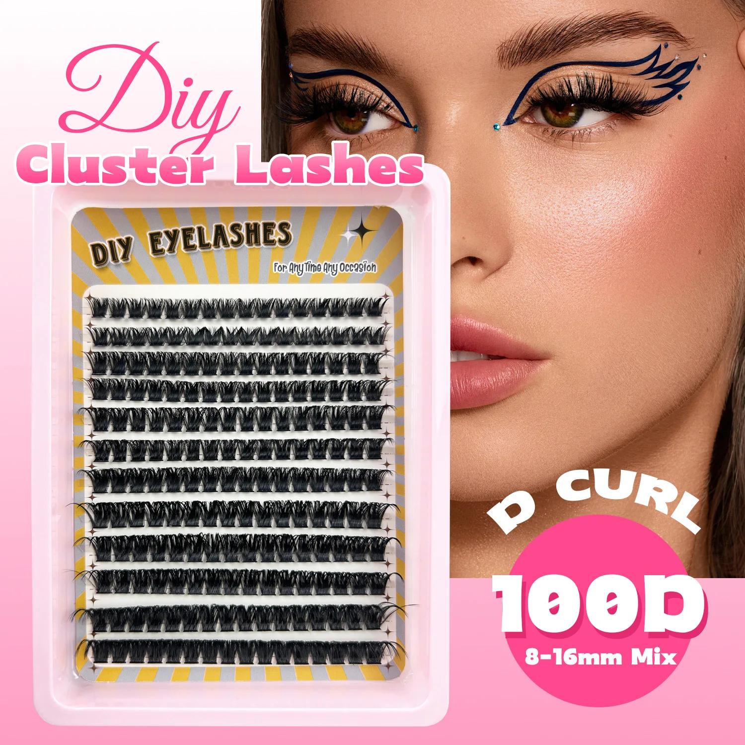 

Cluster Lash Fluffy Extenstions 8-16mm 30P-100winged False Eyelashes D Curl Natural Individual Clusters Lashes Eyelash Makeups