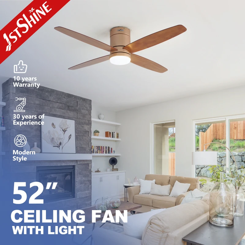 1stshine Modern Smart Sale Timer Function Powerful Airflow Flush Mount 6 Speeds Voice Assistant Ceiling Fan With LED Light