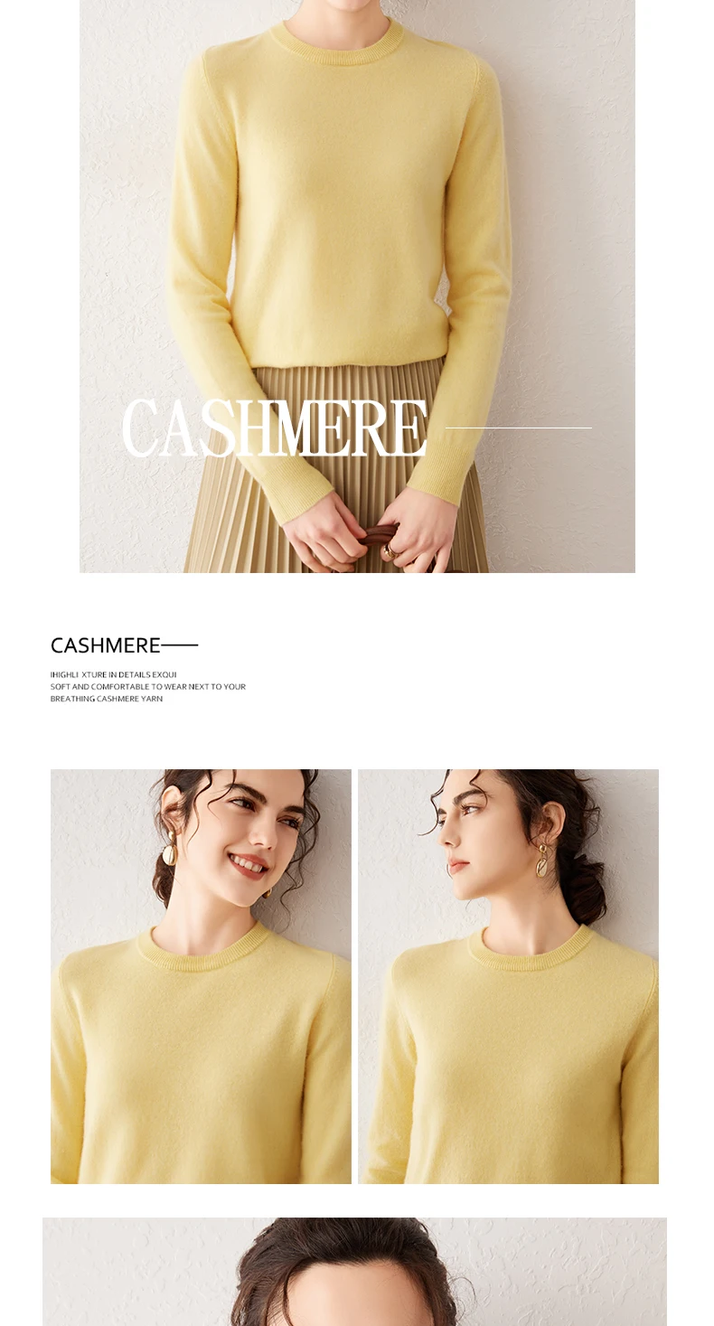 Damen 100% Reiner Kaschmir-Pullover 2026 Herbst Winter Rundhals Langarm Warm Weich Gestrickter Pullover Neue Strick-Oberteile Damenkleidung – Detail 18