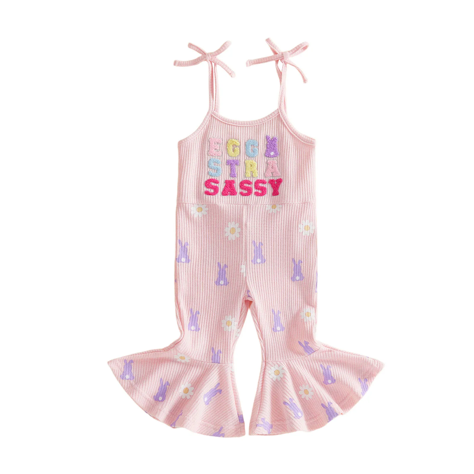 رومبير رائع لعيد الفصح للرضع مع زينة على شكل أرنب جميل وسروال أنيق على شكل جرس للفتيات الصغيرات #1