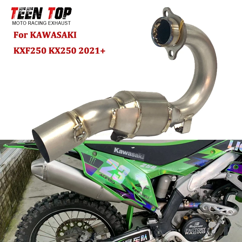 

For Kawasaki KXF 250 KX 250 Exhaust Header Titanium Motorcycle Exhaust Pipe 2021+ KX250 KXF250 Front Link Pipe 45mm Escape Moto