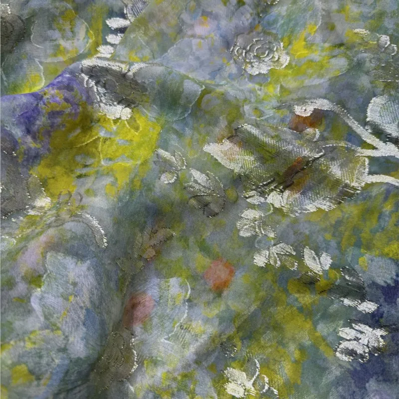 High-end verão novos produtos de seda corte flor tecido halter vestido meia saia