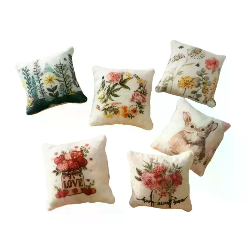 2 pçs casa de bonecas quarto sofá cena bjd sala estar micro modelo decorativo artesanato em miniatura travesseiro páscoa para casa presente festival