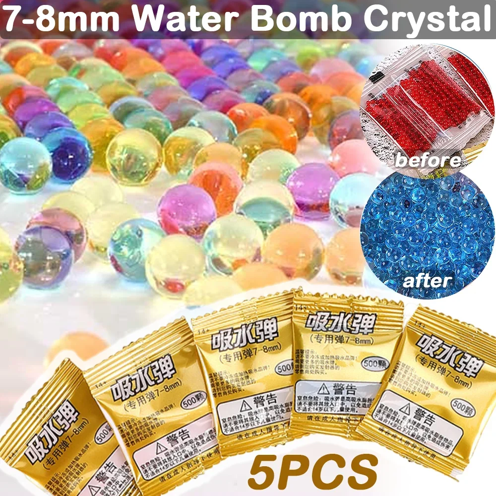 

5Pcs 7-8mm Multicolor Water Absorbing Expansion Bullet Water Gun Cartridge Toy Teenagers Breakage-proof Water Bullet Soft Bullet