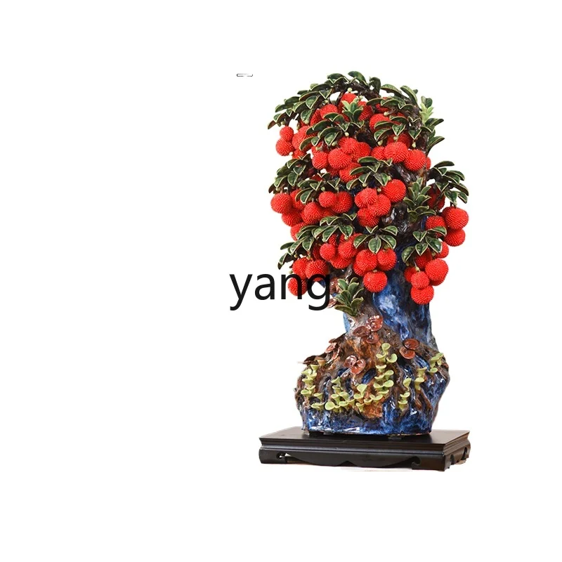 

LMM living room large floor-to-ceiling lychee ceramic ornament new Chinese TV cabinet decoration