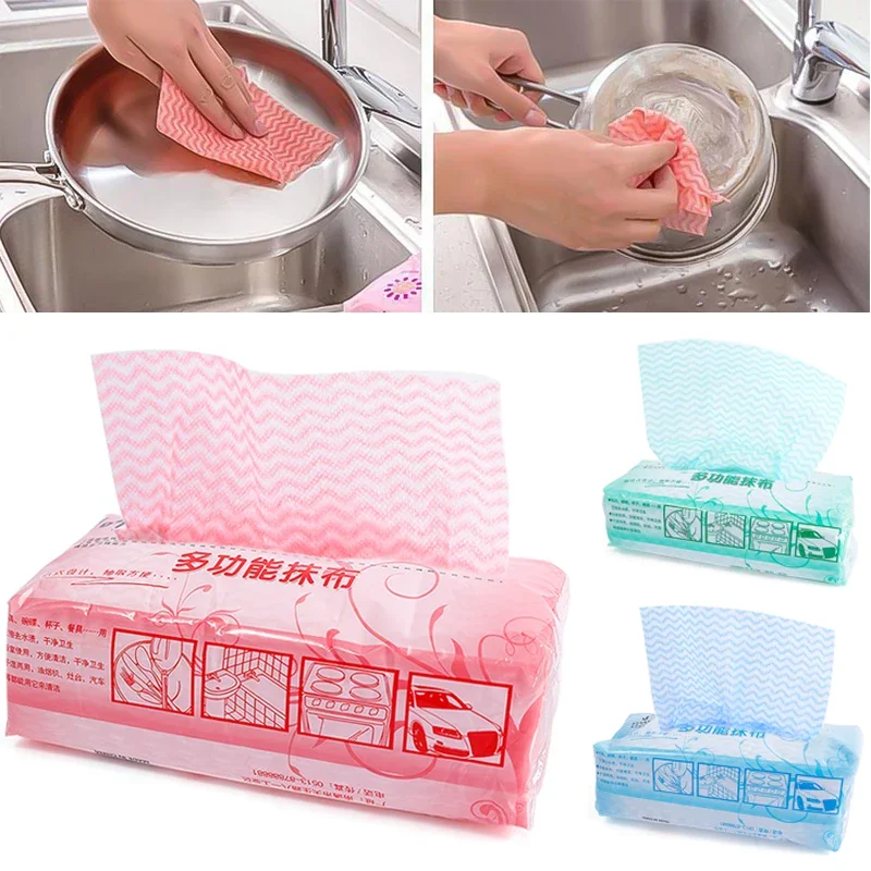 80pcs/pack Removable Dish Washing Cloth Kitchen Towels Dishcloth Non-woven Fabric Household Cleaning Cloth Disposable Wipes