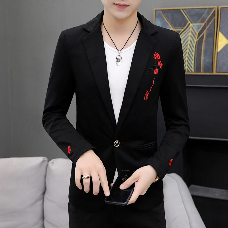 Men's Korean slim Blazer men's spring clothes personality small suit men's casual hair stylist suit jacket