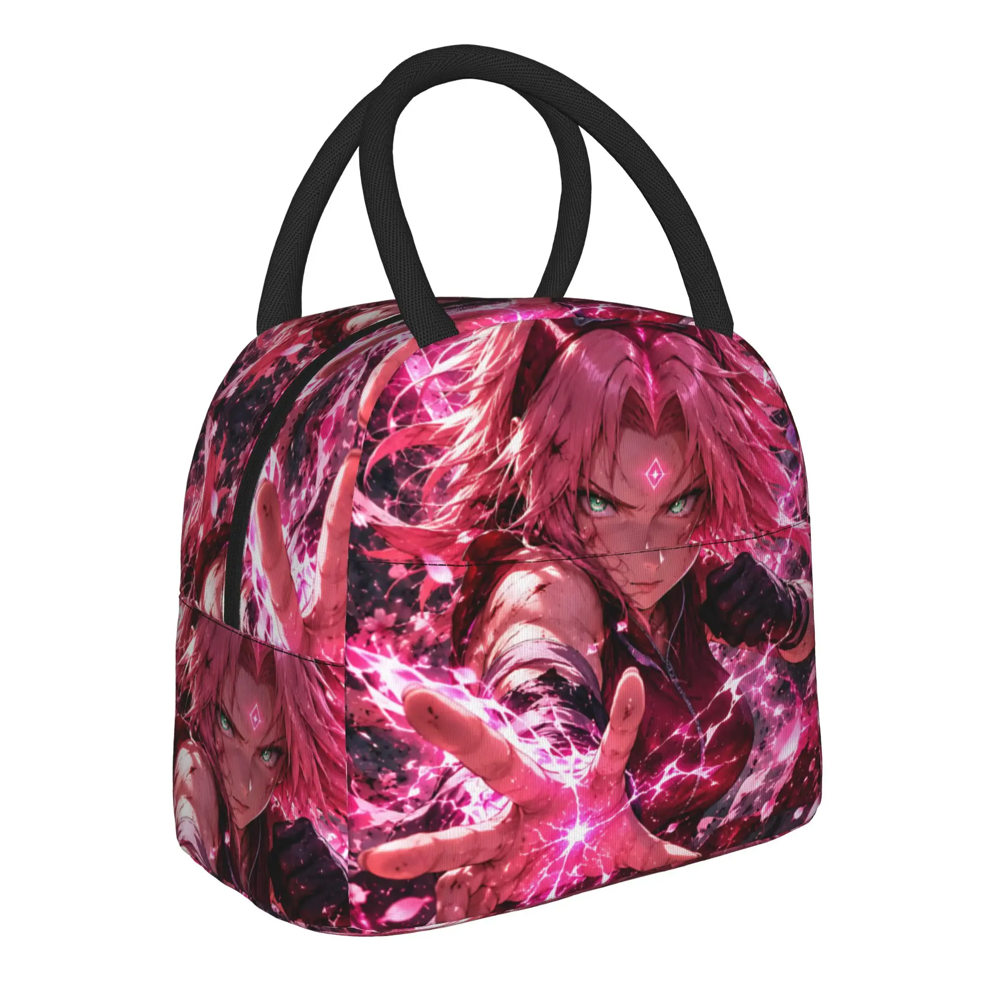 Naruto Anime Theme Insulated Lunch Bag Ice Pack Rice Bag Sakura bolsa Student Bento Lunch Handbag Insulation