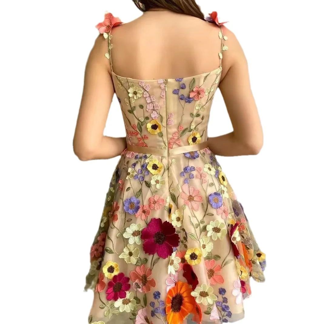 2025 New Sexy Women's Embroidered Bodycon Dr 3D Flower Design Cross-Border Independent Station Thiened Spring Season Mid...