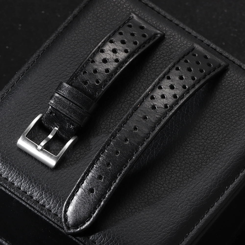 18mm 20mm 22mm Vintage Echtleder-Armband Universelles Rindsleder-Uhrenarmband Poliert & Matt Atmungsaktives Armband Sportgürtel-Accessoire – Detail 19