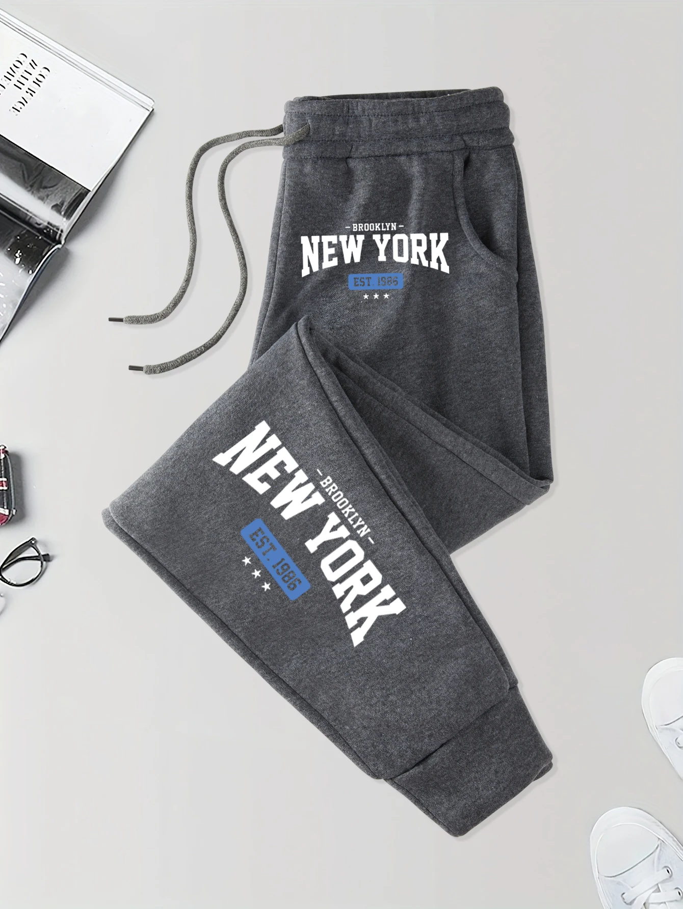 

Brooklyn New York Est 1986 Printed Britches Unisex Casual Drawstring Long Pant Hip Hop Street Sweatpants Warm Fashion Pants Man