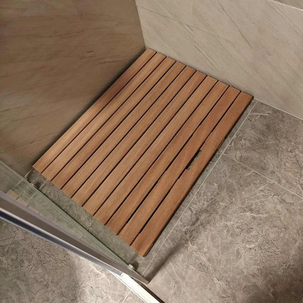 

Anti-Slip Teak Shower Mat, 12-36 Inch Square, Solid Wood, Suitable for Showers and Saunas, 34x48 Inches