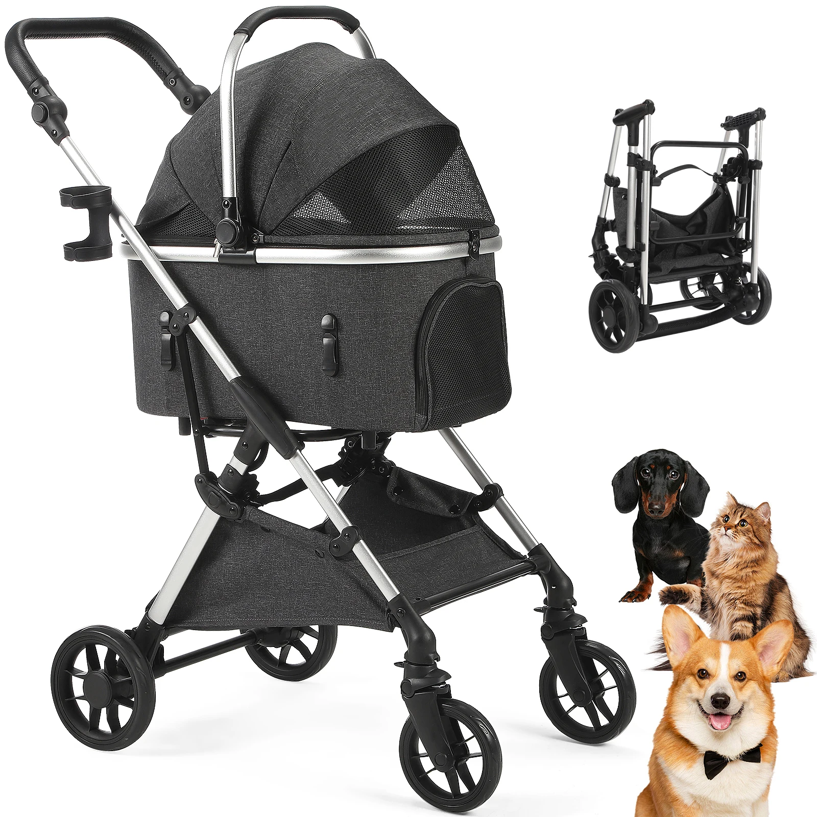 Pet Stroller Carrier - Portable Lightweight Pet Stroller for Medium