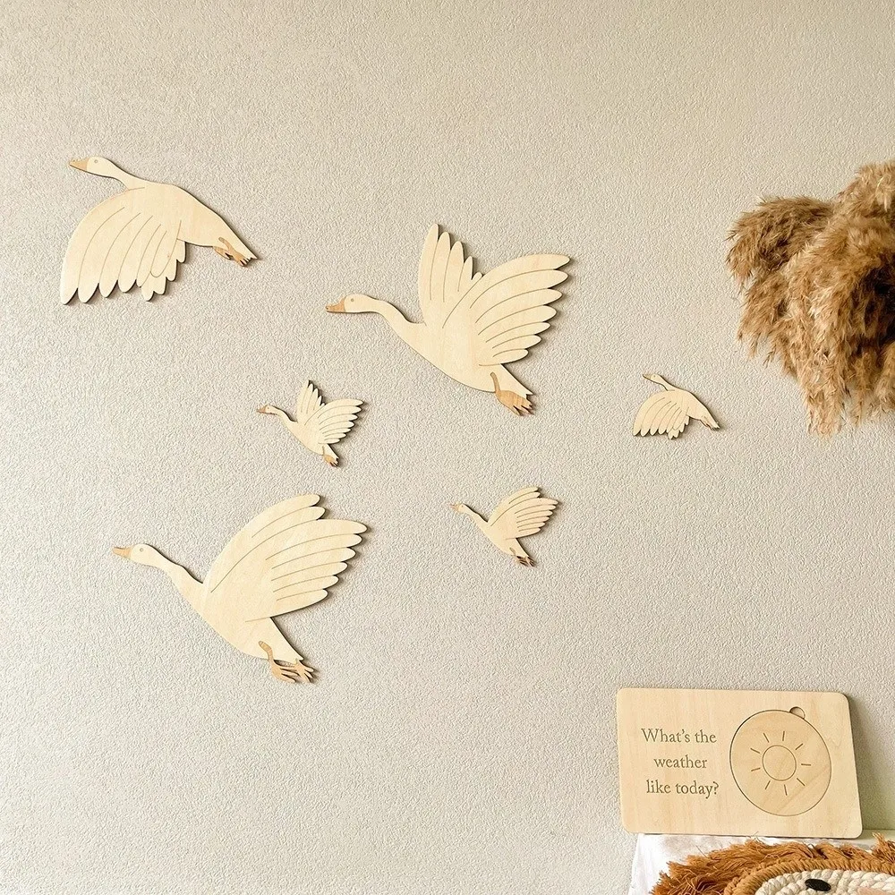 Country Style Greenhead Duck Wall Art Exquisite Sweet Swan Wall Decoration Wooden Wall Decoration Plate Living Room