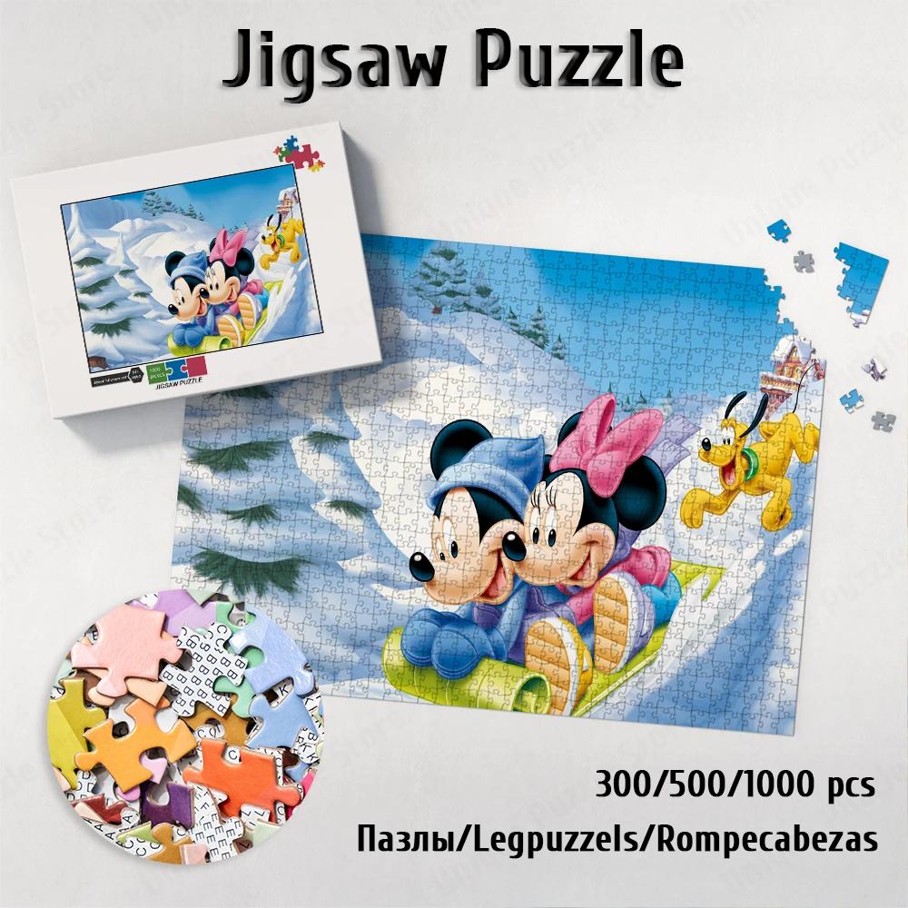 

Mickey Minnie Ski Large Adult Jigsaw Pluto Disney Classic Cartoon Jigsaw Puzzles Disney Winter Snow Unique Design Puzzles Kids