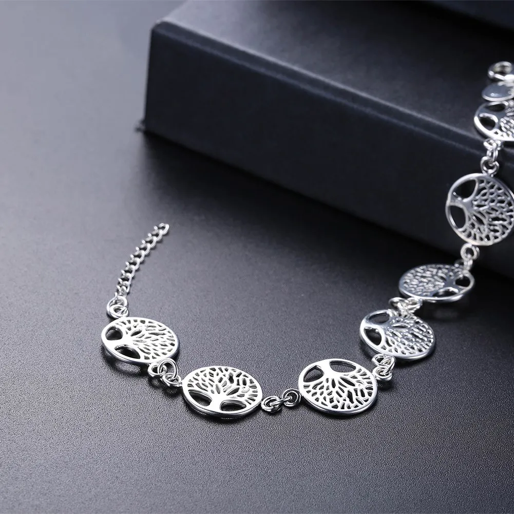 925 Sterling Silver 18K Gold Bracelet Beautiful Tree Flowers for Women Wedding Nice Fashion Jewelry Wholesale 20CM Noble