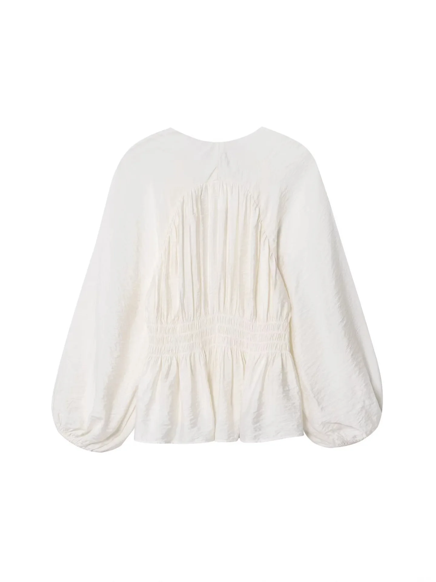 جديد الخريف أزياء عارضة طويلة الأكمام الخامس الرقبة مطوي بلون فضفاض صالح الدانتيل متابعة قميص للنساء، 2 ألوان