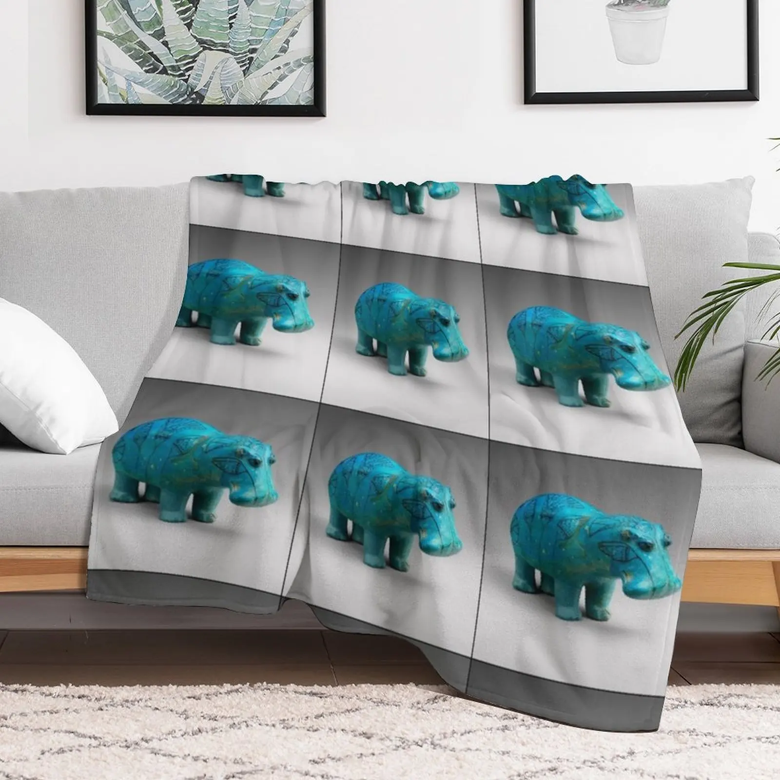 William the Hippo-Ancient Egyptian figurine Throw Blanket Soft Plush Plaid Picnic Blankets