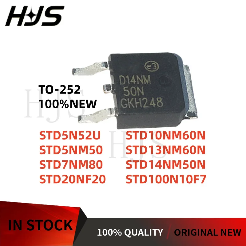 10Pcs TO-252 Brand new STD5N52U STD5NM50 STD7NM80 STD20NF20 STD10NM60N STD13NM60N STD14NM50N STD100N10F7 In stock