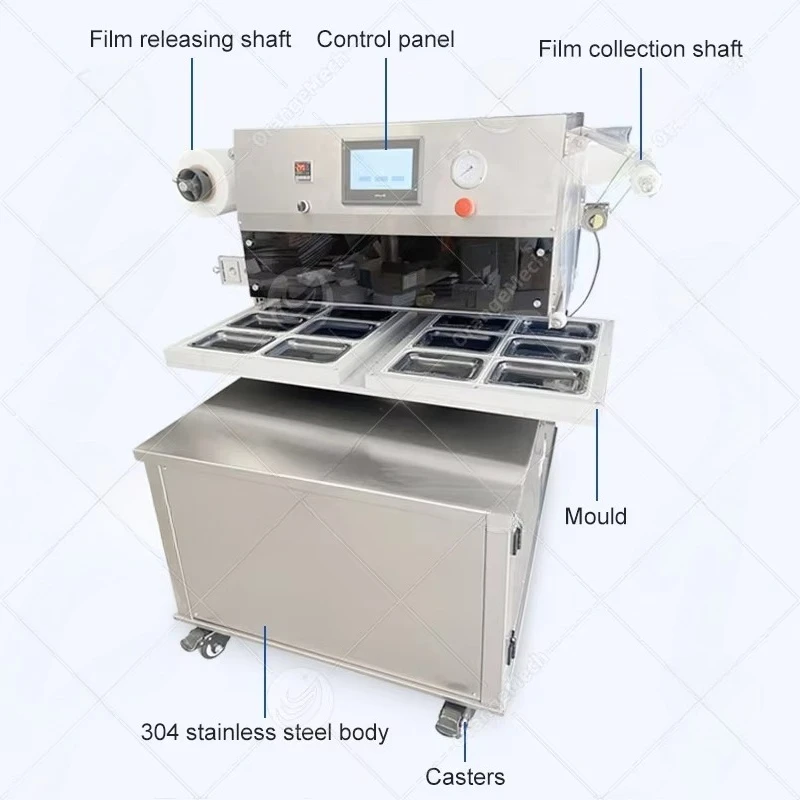Gas Flushing Modified Atmosphere Seal Machine for Salad Food Skin Tray Package MAP Pack Custom