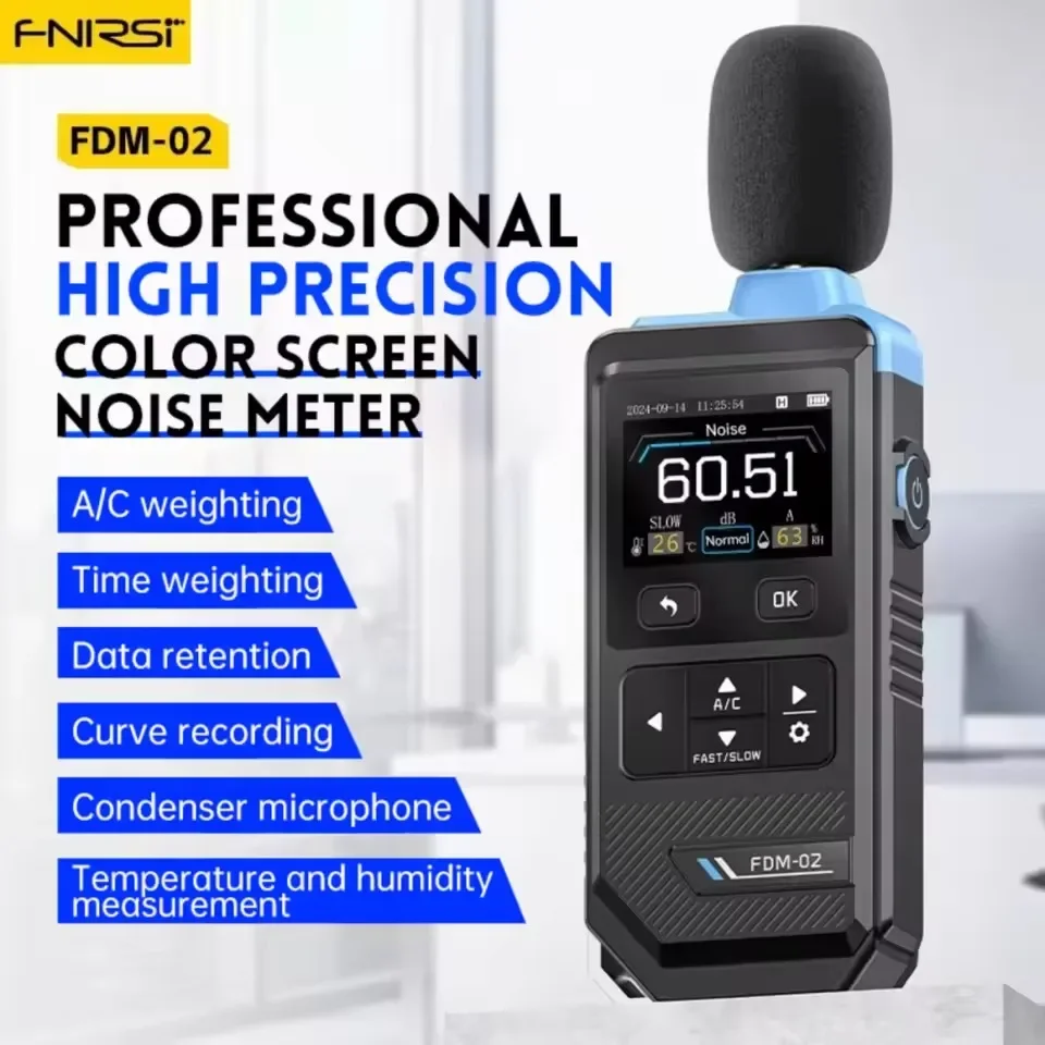 FNIRSI FDM-02 Digital Noise Meter High Precision 30dB-130dB A/C Weighted Decibel Meter Handheld Decibel Measuring Instrument