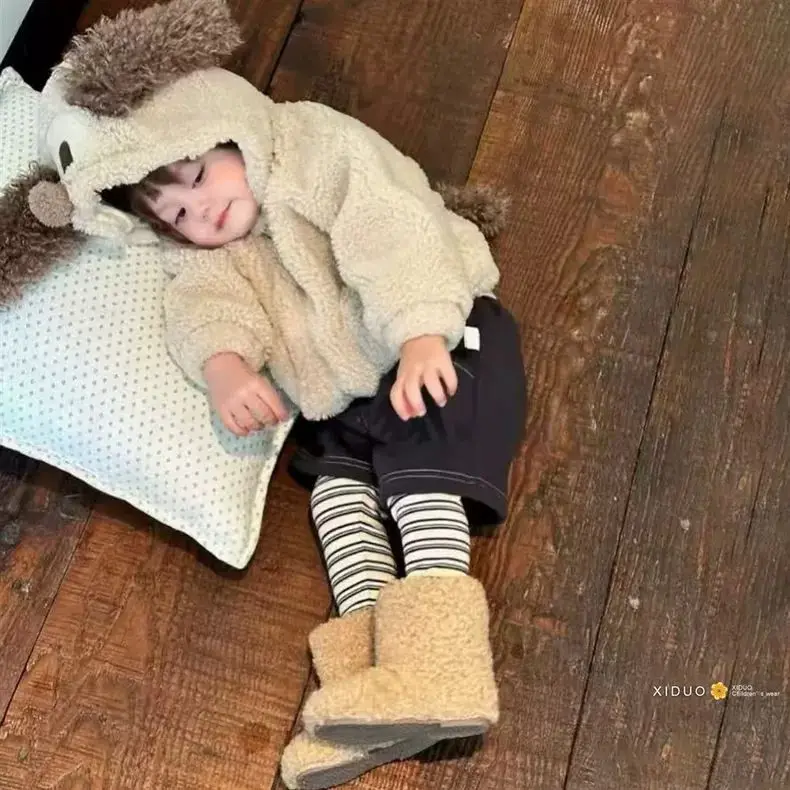 18M-5-7T معطف الفتيات الكورية جديد دافئ للأطفال الخريف والشتاء لطيف مقنعين الحرارية معطف الفتاة #3