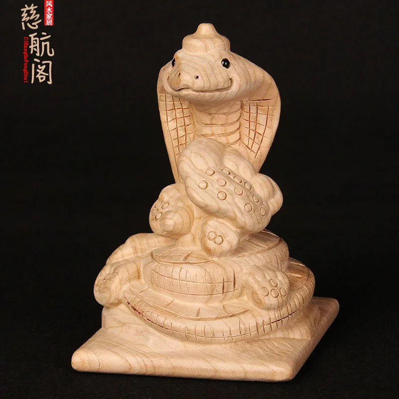 

Peach Wood Snake Decoration Solid Wood Carving Primary Color Twelve Zodiac Wooden Snake Home Decoration