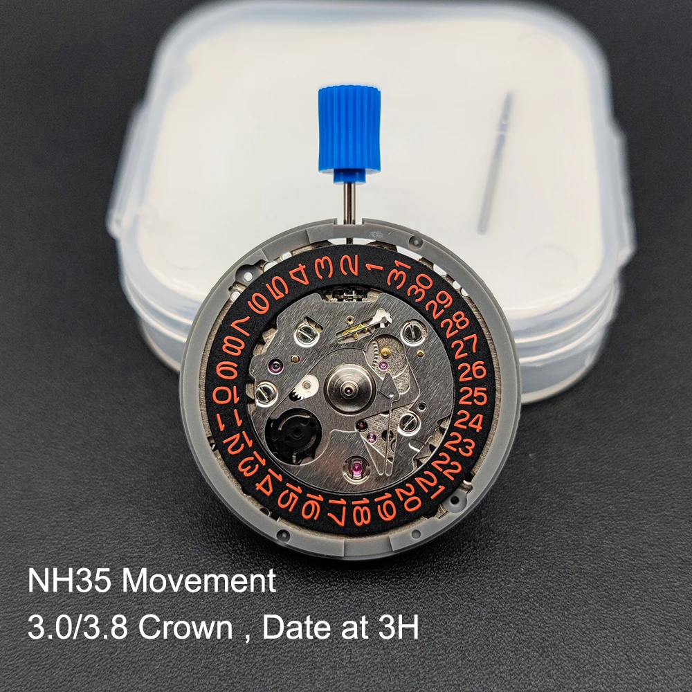 

New Improved Date Wheels NH35 Watch Movement Genuine Automatic Machinery Movement Black-orange Disc Customized Parts Replacement