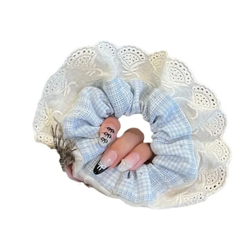 رباط شعر منقوش بسيط للخريف والشتاء رباط شعر من القطيفة للأمعاء الغليظة عصابة رأس من الدانتيل الفرنسي القديم