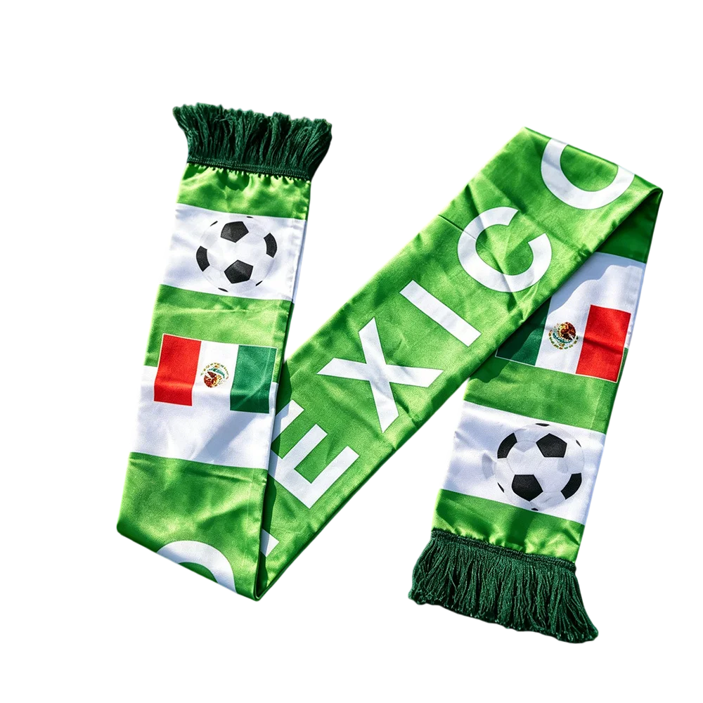 

1pc Mexico Men's/ Women‘s Scarf with Tassels - Sports Themed Scarf, Trendy Party Decoration & Gift Option, Machine Washable