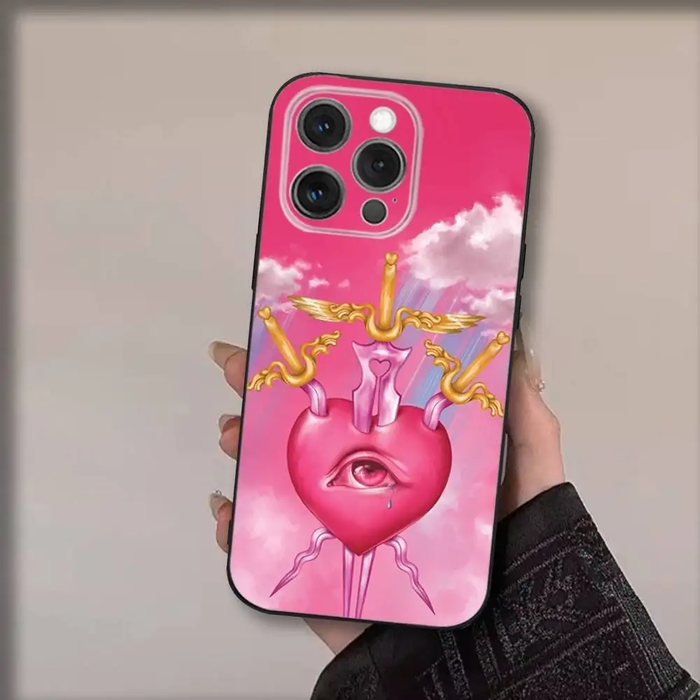 حافظة هاتف ببطاقة T-Tarot لهاتف iPhone16,15,14,13,12,11,Pro,Max,Plus,X,XS,SE4,E,Mini,Soft Black Case