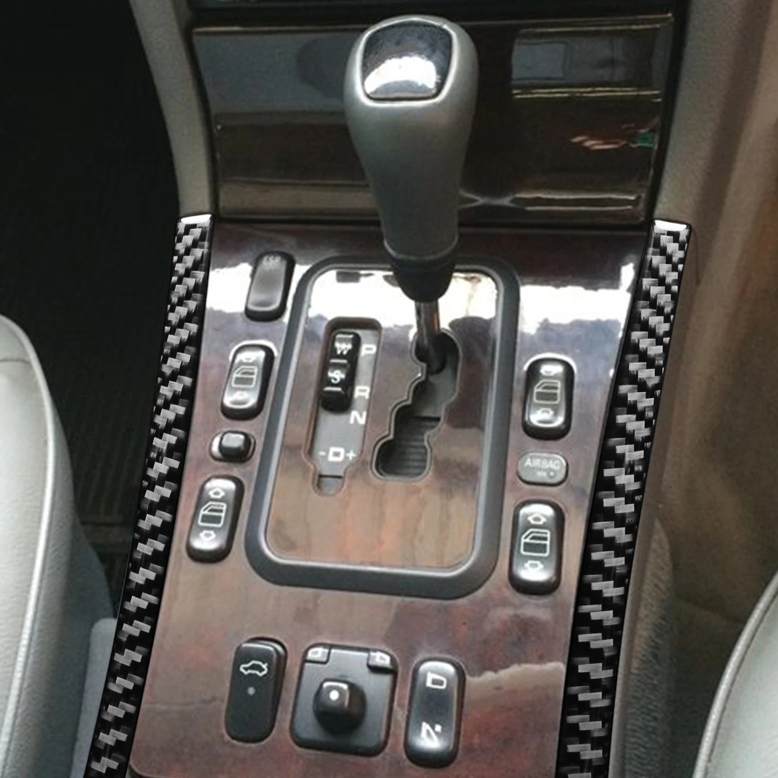 Carbon Fiber Car Accessories Gear Side Strip Cover Soft Sticker For Mercedes W210 E Class 1996 1997 1998 1999 2000 2001 2002
