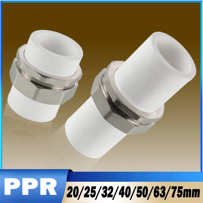 1Pcs Pipe Fittings PPR Pipe Double-End Copper Live Joint 1/2 Inch 3/4 Inch 1 Inch 20/25/32/40/50/63/75mm Water Pipe Fittings