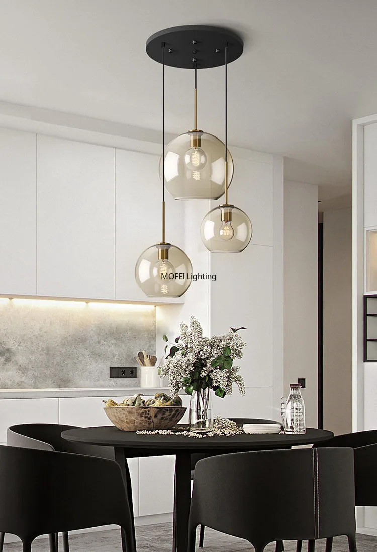 Art Industrial Retro E27 Glass Pendant Light Nordic Loft Chandelier Kitchen Restaurant Minimalist Hanging Lamp Suspension LED