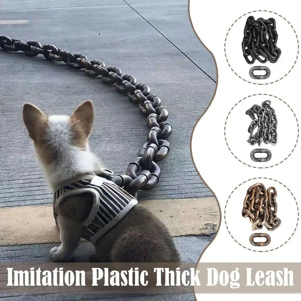 Dog Traction Chain Simulation Iron Chain Plastic Thick Chain Traction Rope Net Red Fun Pet Supplies Dogs Accessories