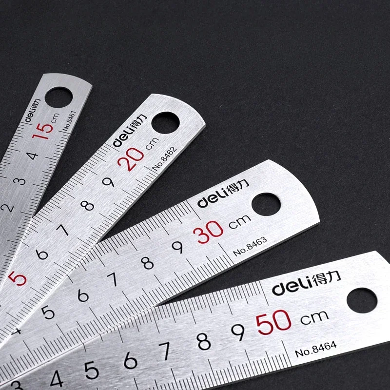 Stationery for School 15-50cm Stainless Steel Metal Ruler, Office Drawing, School Supplies Stationery Ruler, School Stationery