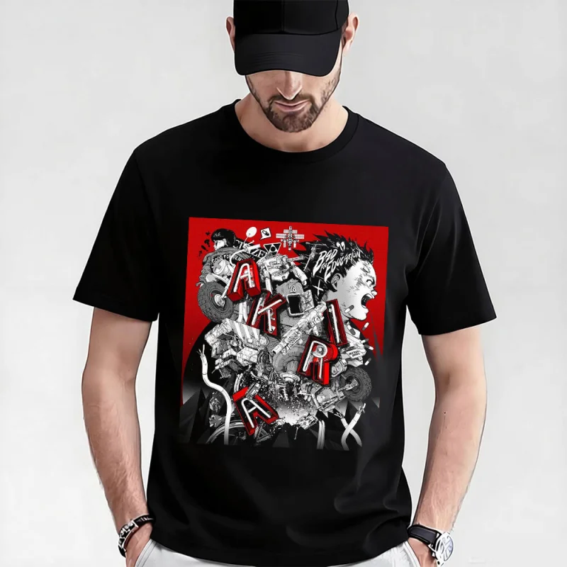 

0325 Otomo Akira Anime T Shirt Cyberpunk Manga City explosion Graphic clothes cyber mecha Neo-Tokyo Streetwear All size tops