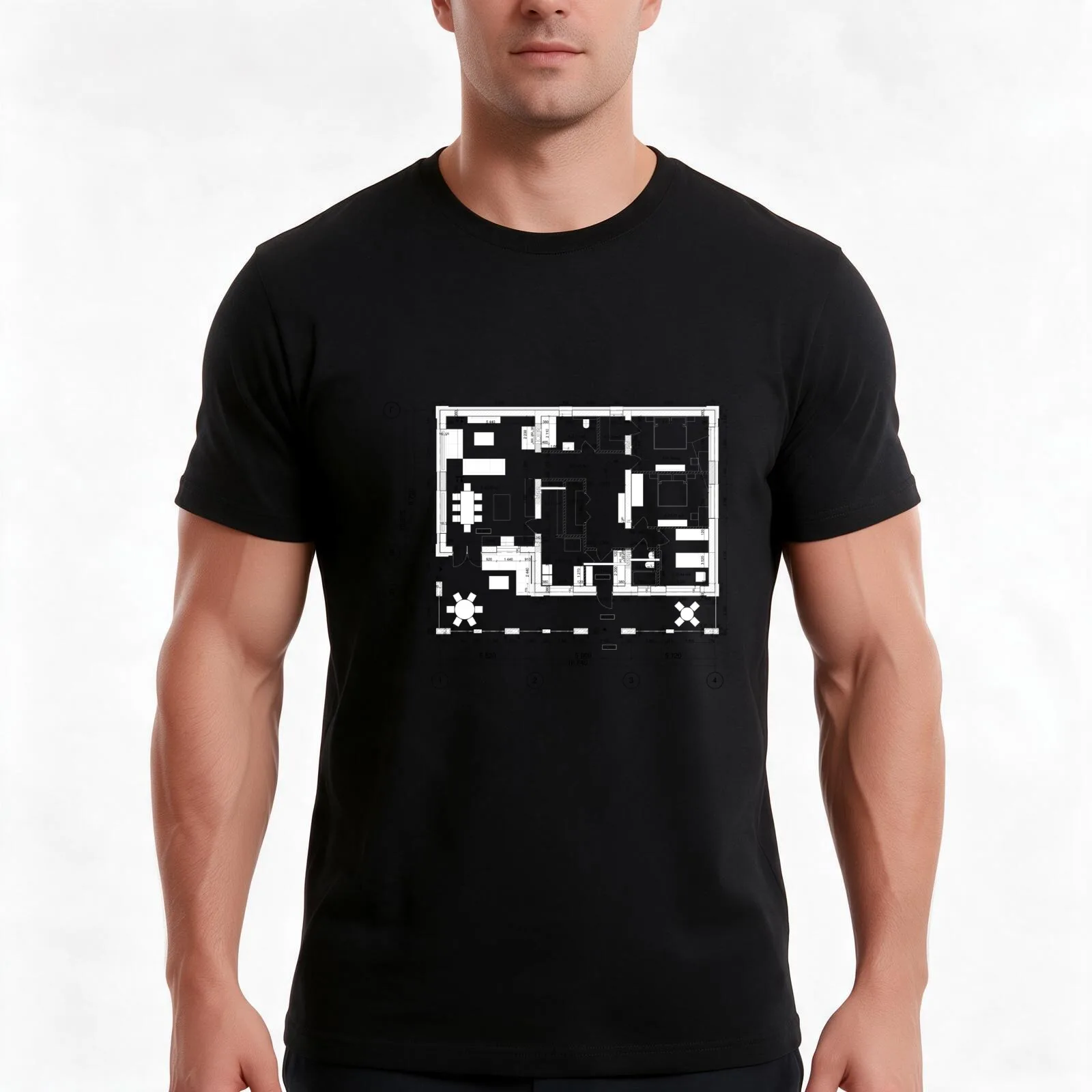 Detailed architectural private house floor plan, apartment layout, blueprint. Vector illustration T-Shirt, Vintage Graphic Print