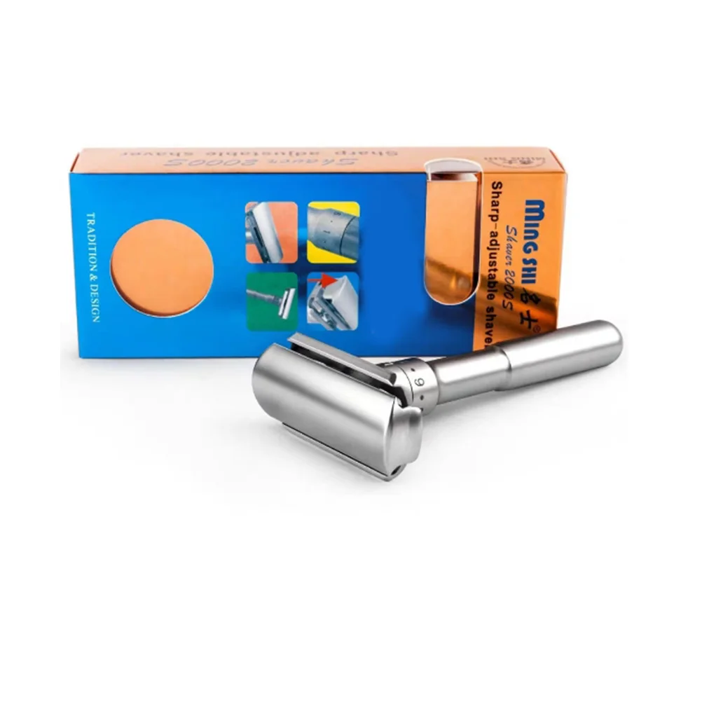 

Professional Double Edged Razor Blade Set 5 Pieces Smooth Shaving Experience Adjustable Level 1-6 Men Face Shaving Tool Manual
