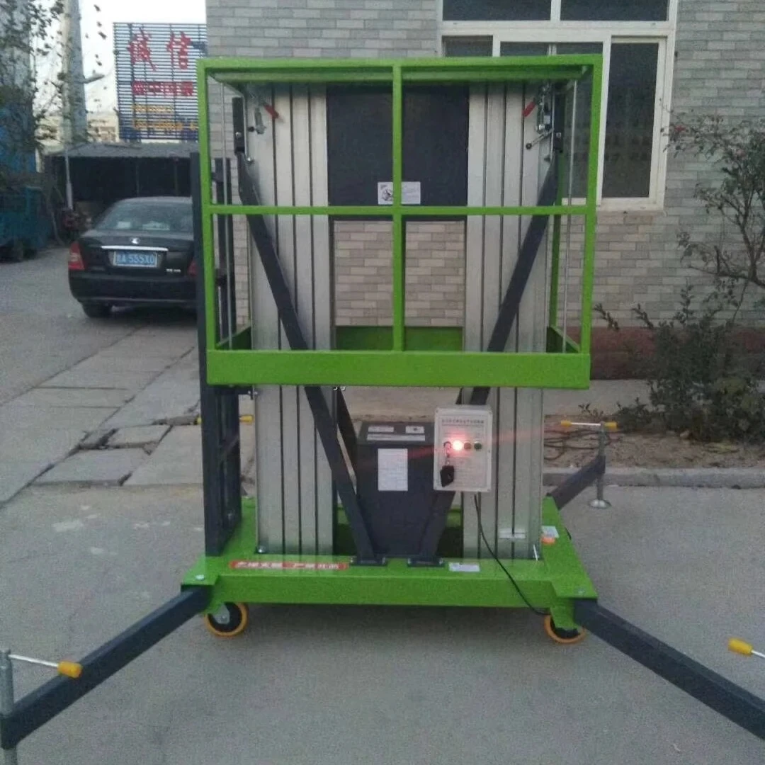 Customized High Quality 10m Outdoor Dual Mast Aluminum Alloy Mobile Electric Lift Platform New 220v Hydraulic Ladder Elevator