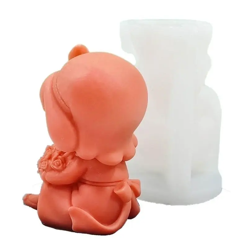 

E8BD Girl Mold Little Girl Silicone Mould DIY Scented Making Resin Mold