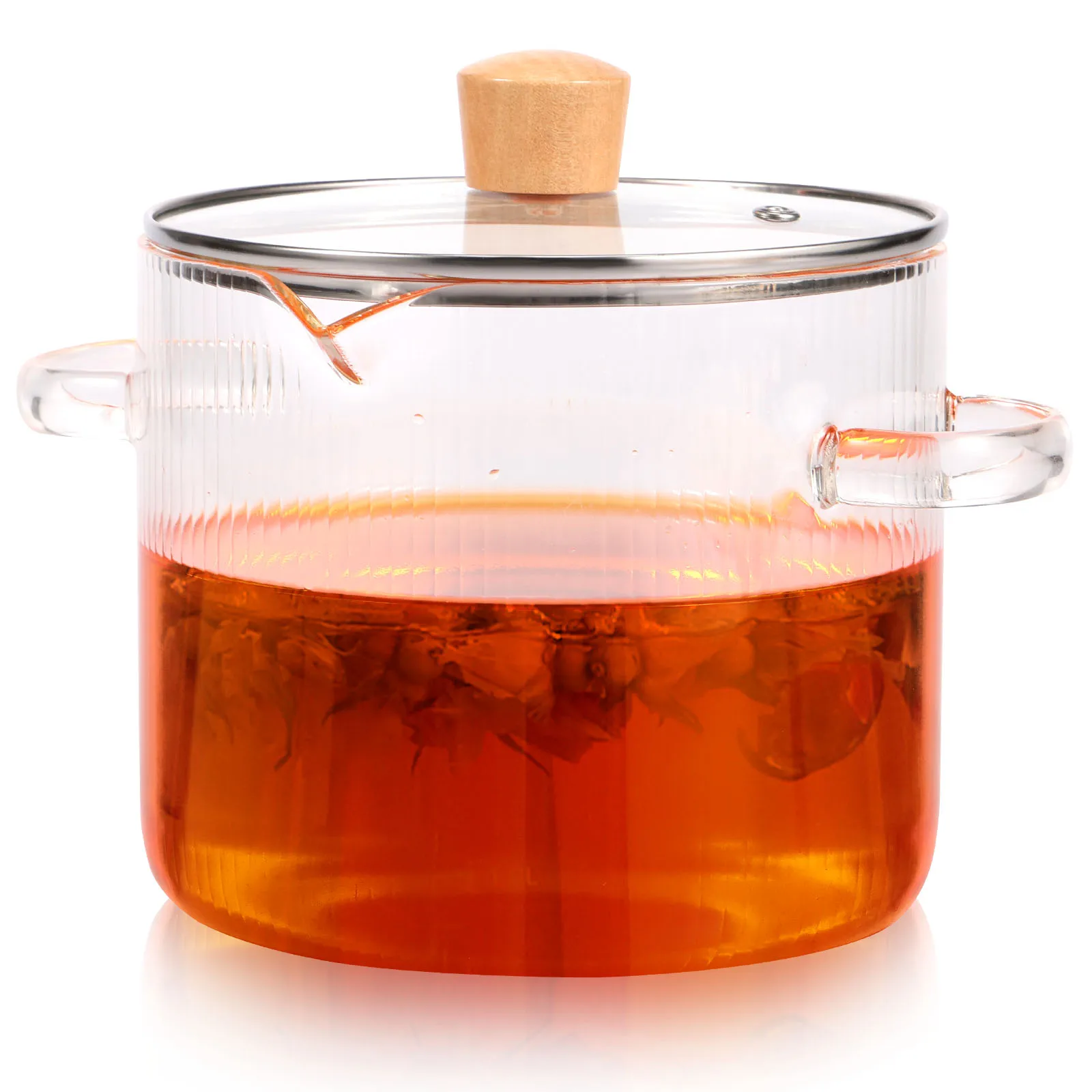 Kochtopf aus Glas, transparenter Kochtopf aus Borosilikatglas mit Deckauslauf, hitzebeständiger Glaskochtopf, antihaftbeschichteter Suppentopf