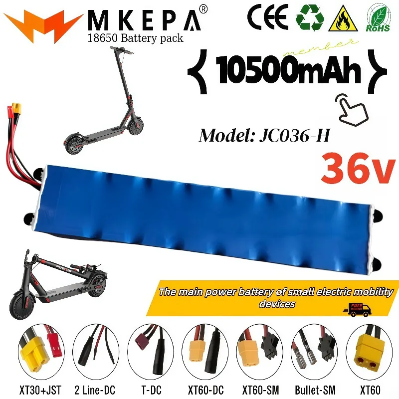 Rechargeable 36V 10S3P 10500mAh 18650 Lithium Battery Pack Long Cycle Life for lpega M365 Electric Scooter