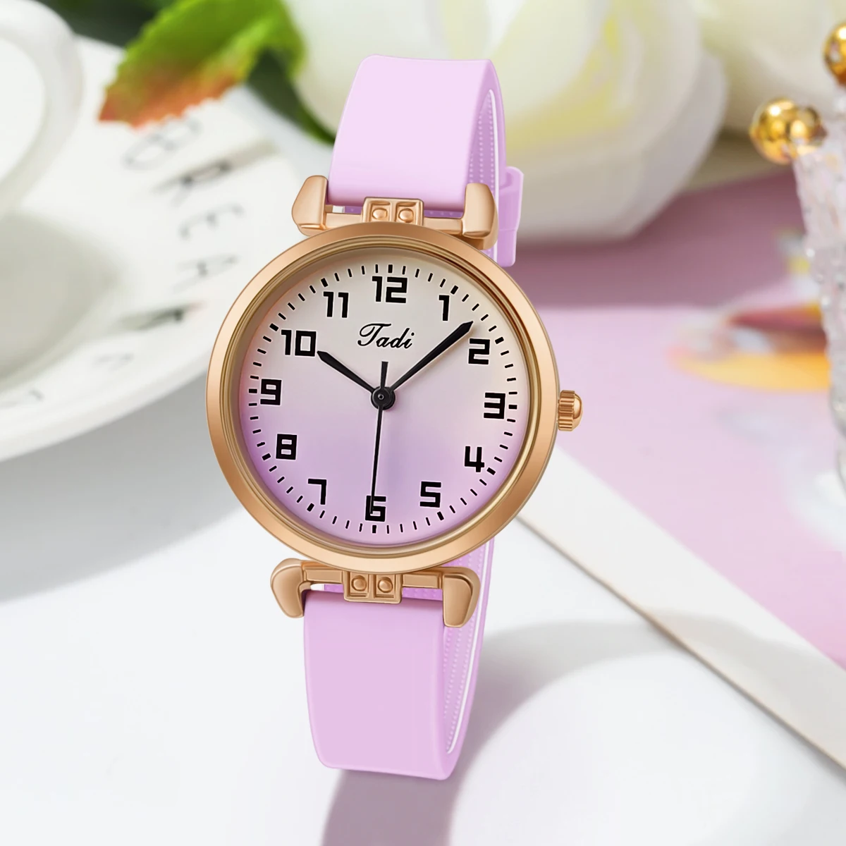 Fashion Gradient Literal Silicone Women Quartz Watch Student Watch